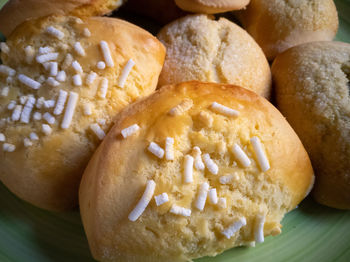 High angle view of bread on table