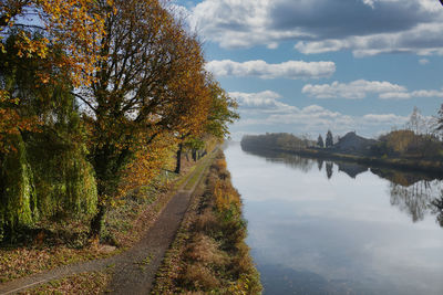 Autumn day at mittellandkanal mlk in germany an important waterway for industrial transport