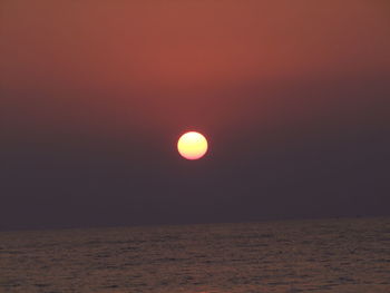 Scenic view of sea against sky at sunset