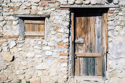 Closed door of old building