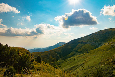 Scenic view of mountains against sky