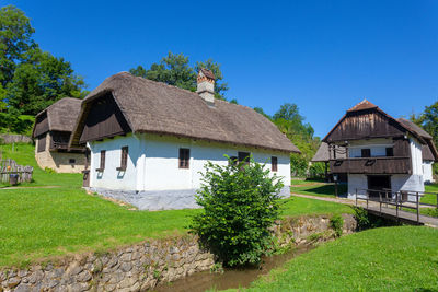 Traditional buildings of wood and rock in the village of kumrovec, birthplace of tito, croatia