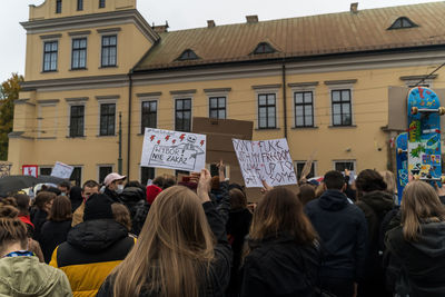 Group of people in front of building