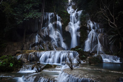 View of waterfall in forest