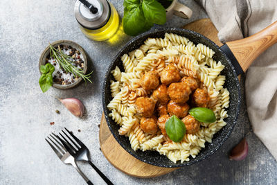 High angle view of food on table