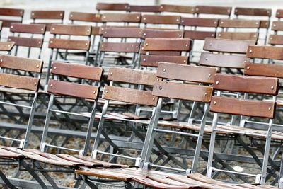 Close-up of empty seats
