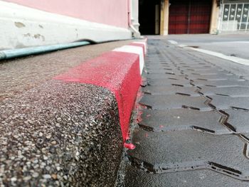 Surface level of cobblestone street