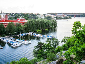 View of boats in river