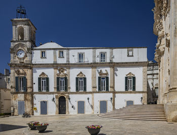 Low angle view of historic building against clear sky