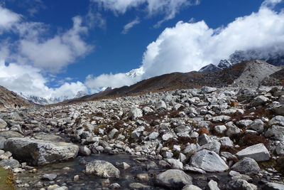 Scenic view of rocky mountains against sky