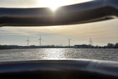 Windmills on landscape