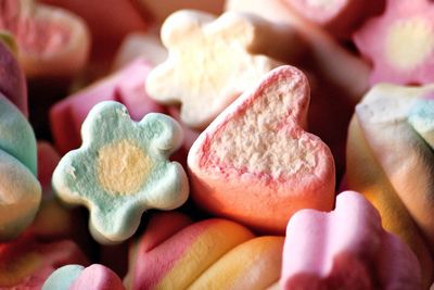 Heart and flower shaped marshmellows