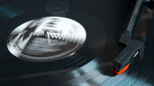 High angle view of turntable