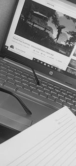 High angle view of computer keyboard on table