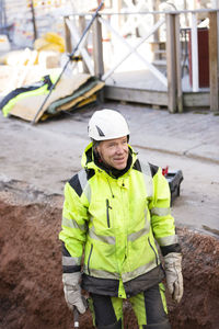 Worker in reflective clothing during work