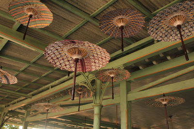 Low angle view of ceiling with decorations