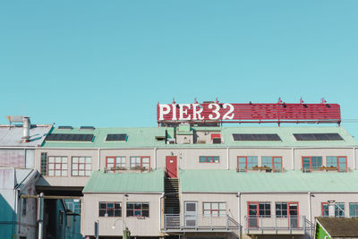 Low angle view of building against clear sky