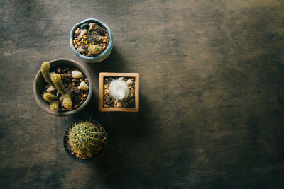High angle view of fruits in bowl on table