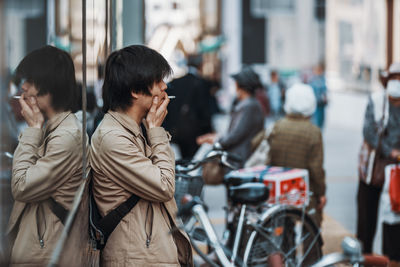 People on street in city