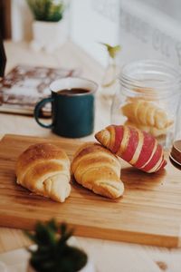 Close-up of breakfast served on table