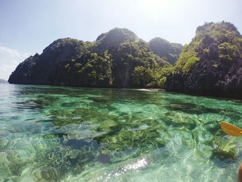 Scenic view of rock formation in sea