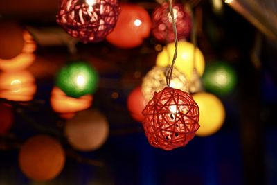 Close-up of illuminated christmas decoration