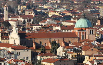 High angle view of buildings in city