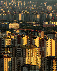 High angle view of buildings in city