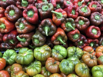 Full frame shot of bell peppers at market