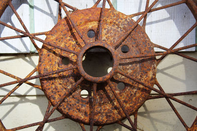 Low angle view of rusty metal