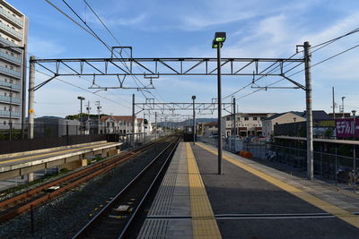 Railroad station platform against sky