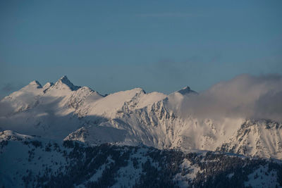 Mountains in a winter landscape on a cold winter day