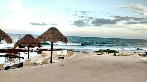 Scenic view of beach against sky