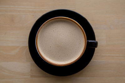 High angle view of coffee on table