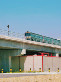 Bridge over river against clear sky