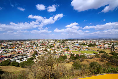 High angle view of townscape against sky