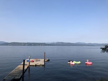 Scenic view of lake against clear sky