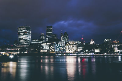 Illuminated london cityscape at night