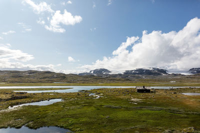 Scenic view of lake against sky