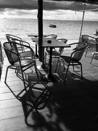 Empty chairs and table