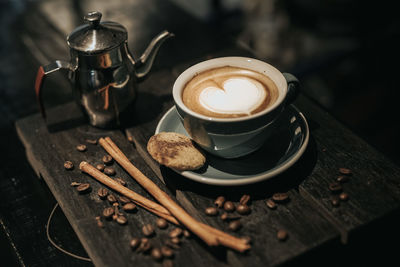 Coffee cup on table