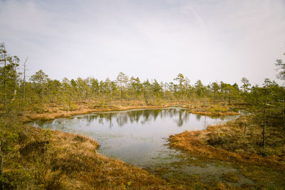 Scenic view of lake against sky