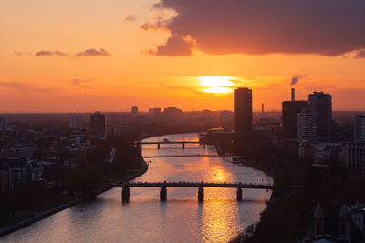 Sunset over frankfurt am main