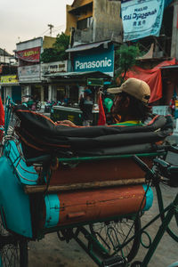 People on street in city