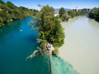 High angle view of rivers against sky