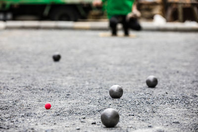 Surface level of ball on street