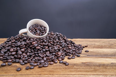 High angle view of coffee beans on table