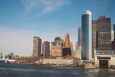 Low angle view of skyscrapers against sky