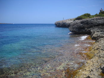 Scenic view of sea against clear sky