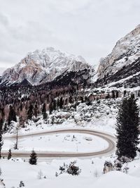 Scenic view of snow covered mountains